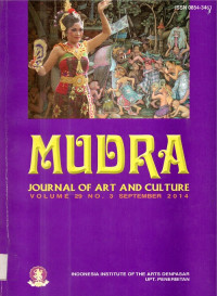 Mudra : Journal Of Art And Culture Volume 29 No. 3 September 2014