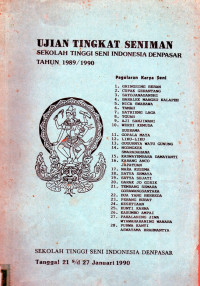 Ujian Tingkat Seniman Sekolah Tinggi seni Indonesia Denpasar Tahum 1989/1990