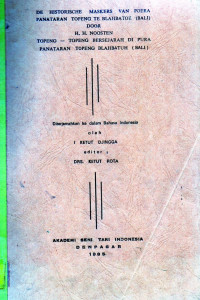 De historische maskers van poere penataran topeng te blahbatoe (Bali) door H.H. Nooten topeng -topeng bersejarah di pura panataran topeng blahbatuh Bali