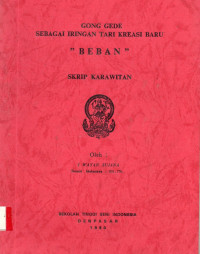 SKAR: Gong Gede Sebagai Iringan Tari Kreasi Baru Beban