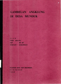 SKAR  :  Gambelan angklung di desa munduk