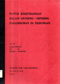 SKAR  :  Pupuh Kekendangan Dalam Gending - Gending Pagambuhan Di Pedungan