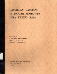 SKAR :  Gambelan Gambang Di Banjar Sembuwuk Desa Pejeng Kaja